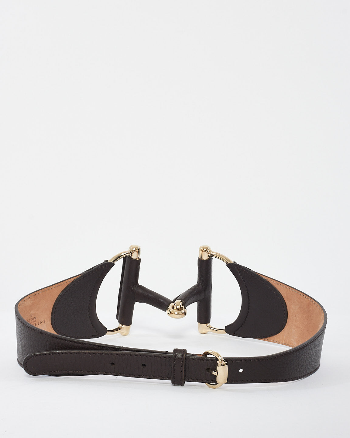 Gucci Brown Leather Horsebit Waist Belt - 85/34