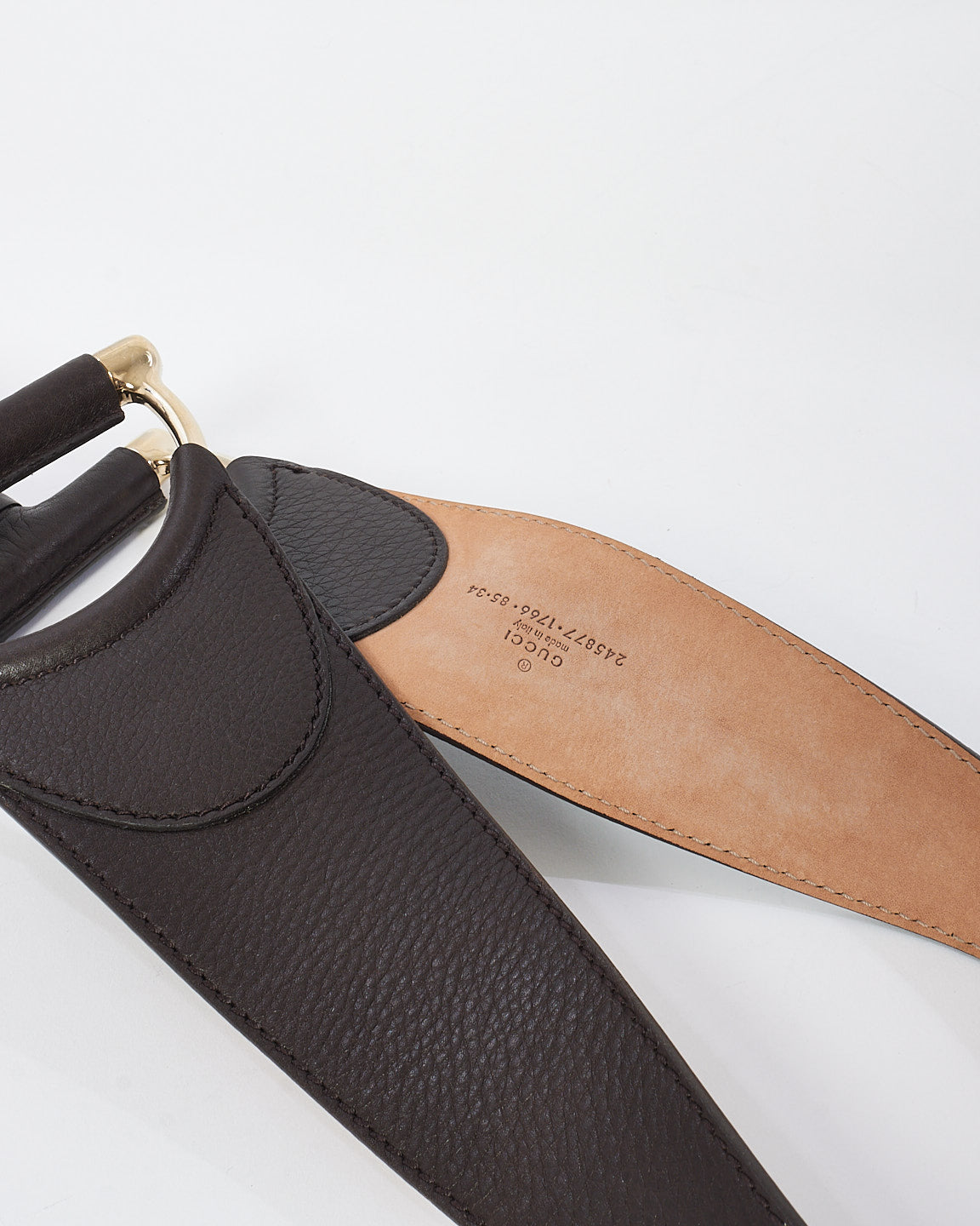 Gucci Brown Leather Horsebit Waist Belt - 85/34