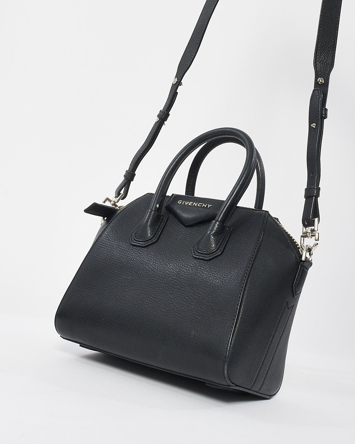 Givenchy Black Grained Leather Mini Antigona Bag