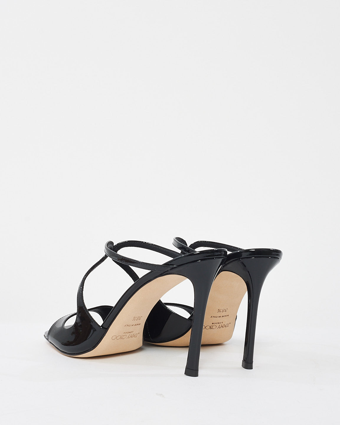 Jimmy Choo Black Patent Leather Anise Mules - 38.5