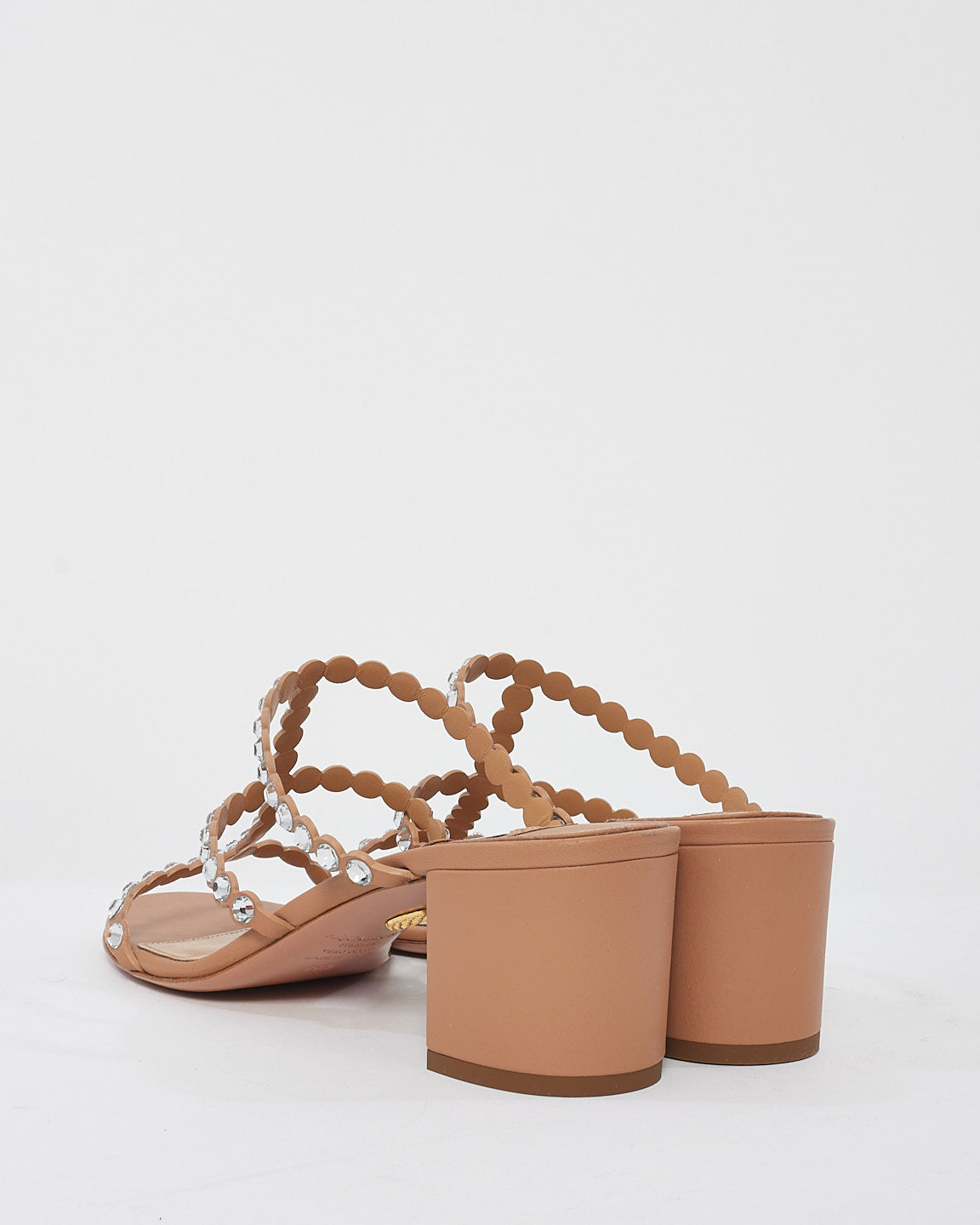 Aquazzura Pink Leather Crystal Embellished Tequila Sandals - 38.5