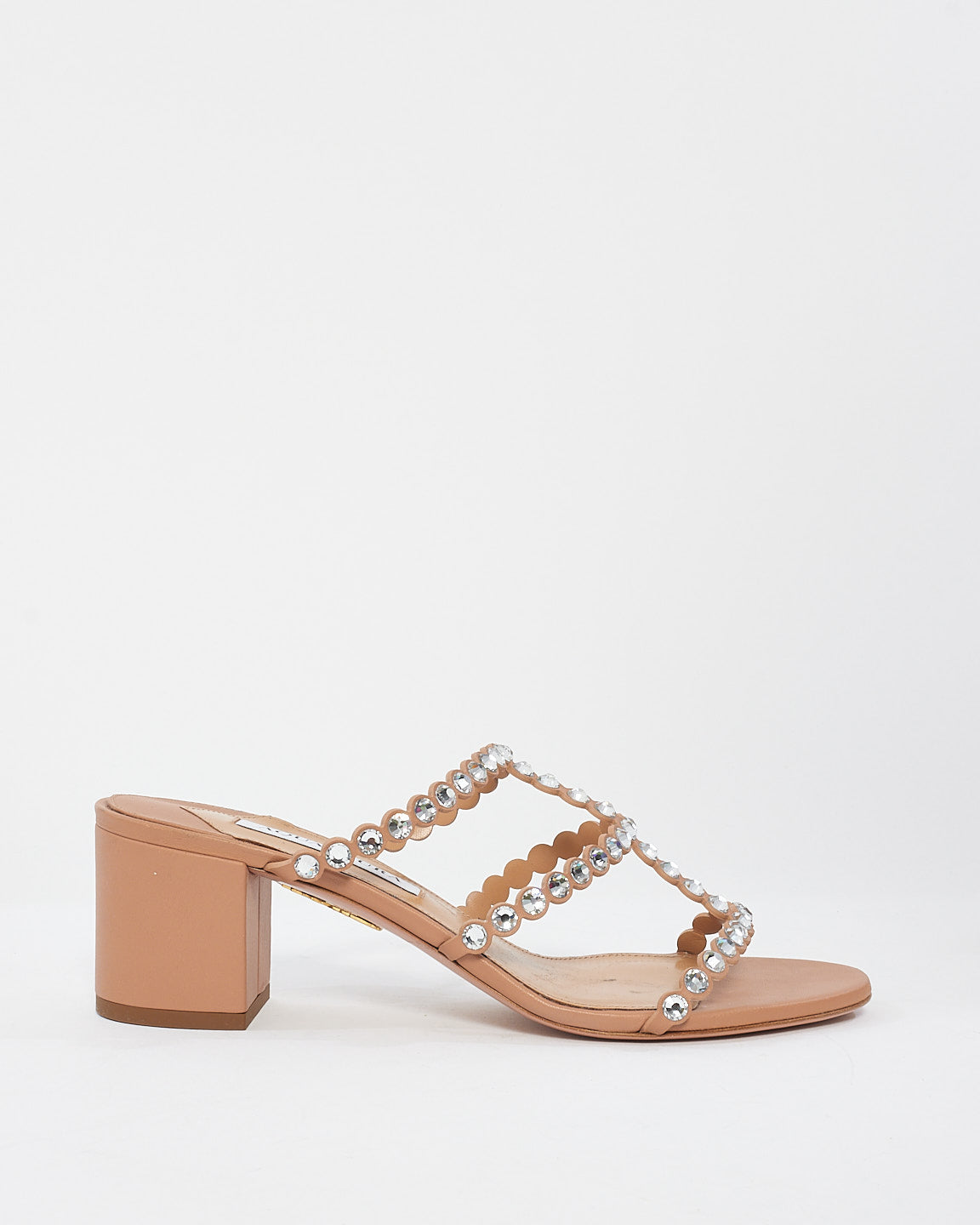 Aquazzura Pink Leather Crystal Embellished Tequila Sandals - 38.5