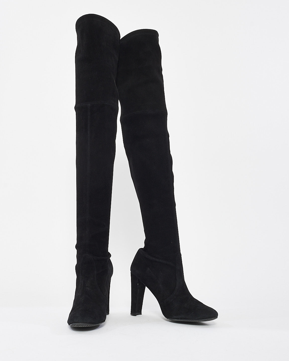 Stuart Weitzman Black Suede Highland Stretch Suede Over-The-Knee Boots - 7