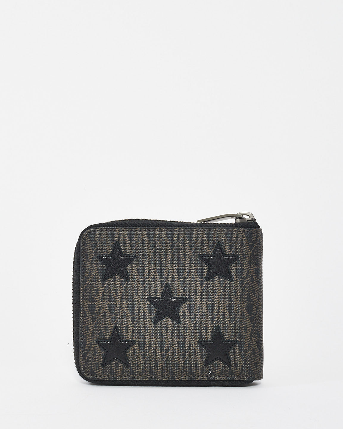 Saint Laurent Black 
Brown Coated Canvas Rider California Star Compact Wallet