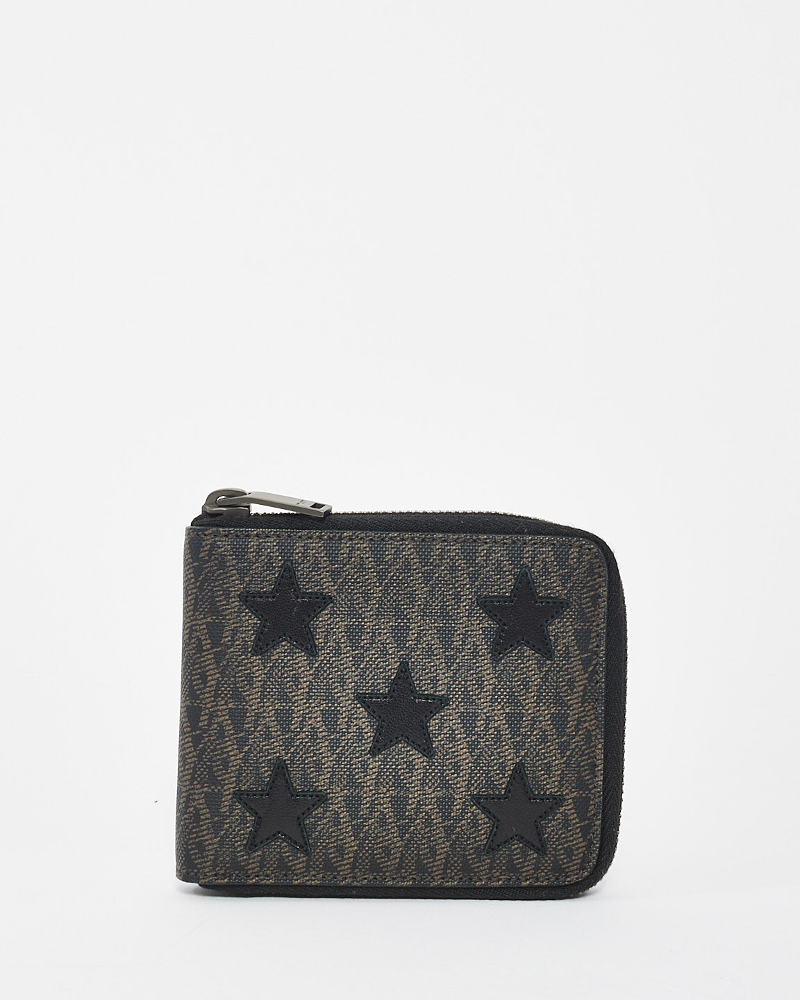 Saint Laurent Black 
Brown Coated Canvas Rider California Star Compact Wallet