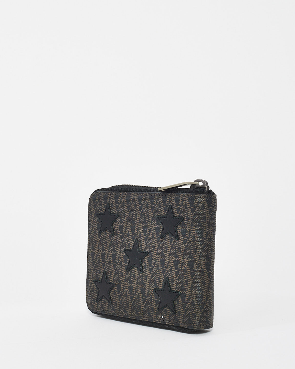 Saint Laurent Black 
Brown Coated Canvas Rider California Star Compact Wallet