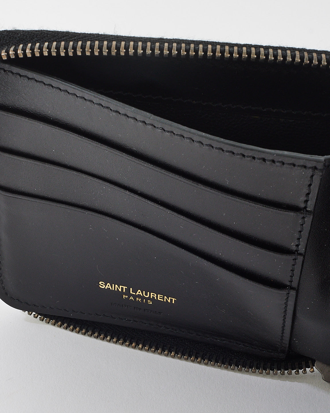 Saint Laurent Black 
Brown Coated Canvas Rider California Star Compact Wallet