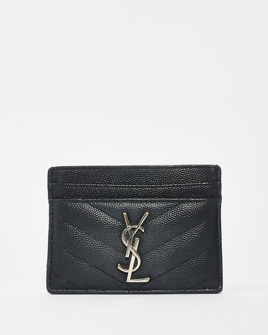 Saint Laurent Black Matlassée Leather Cassandre Card Case