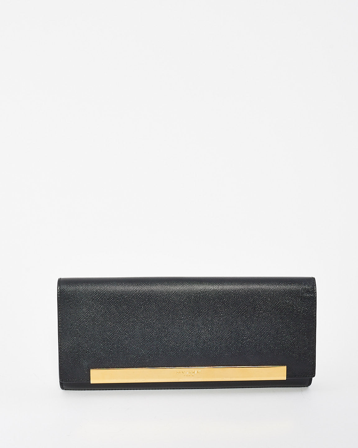 Saint Laurent Black Grained Leather Lutetia Flap Clutch