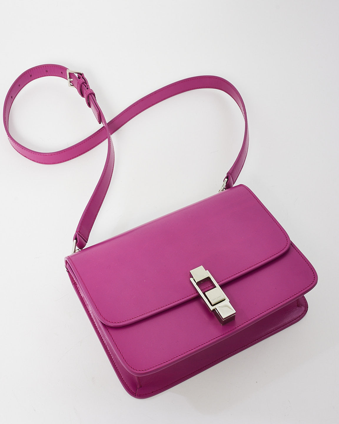 Saint Laurent Fuchsia Pink Smooth Box Leather Le Carre Bag