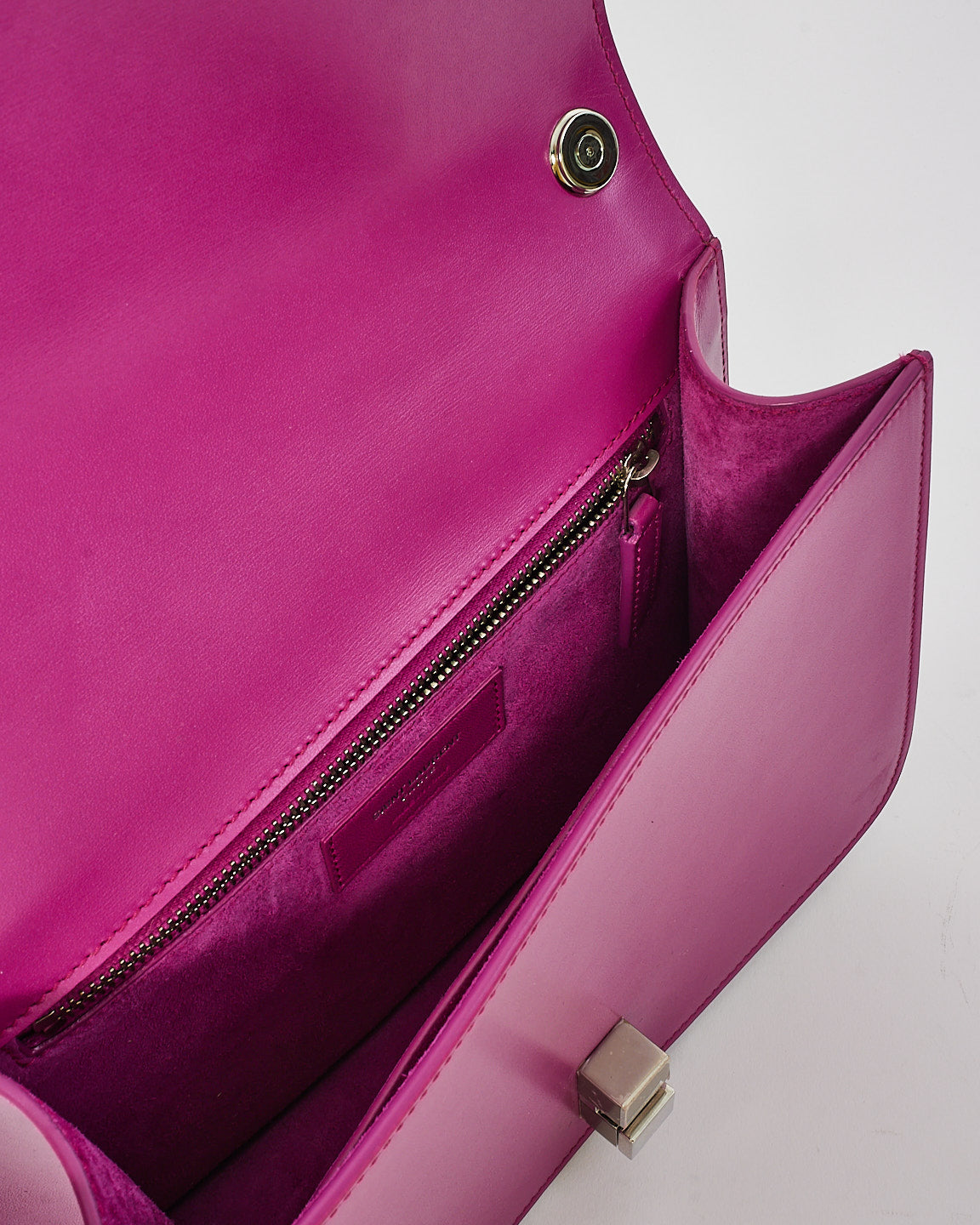 Saint Laurent Fuchsia Pink Smooth Box Leather Le Carre Bag