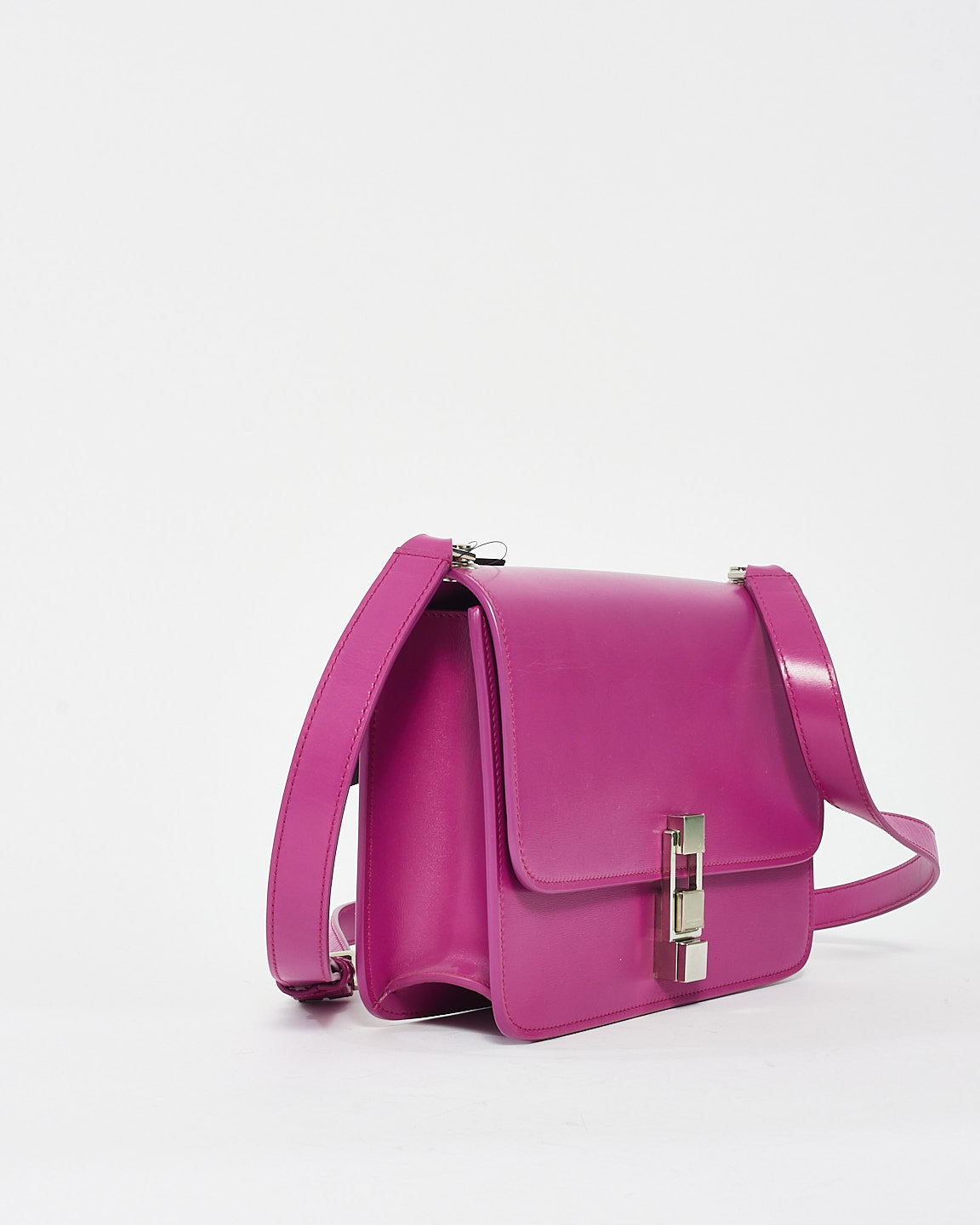 Saint Laurent Fuchsia Pink Smooth Box Leather Le Carre Bag