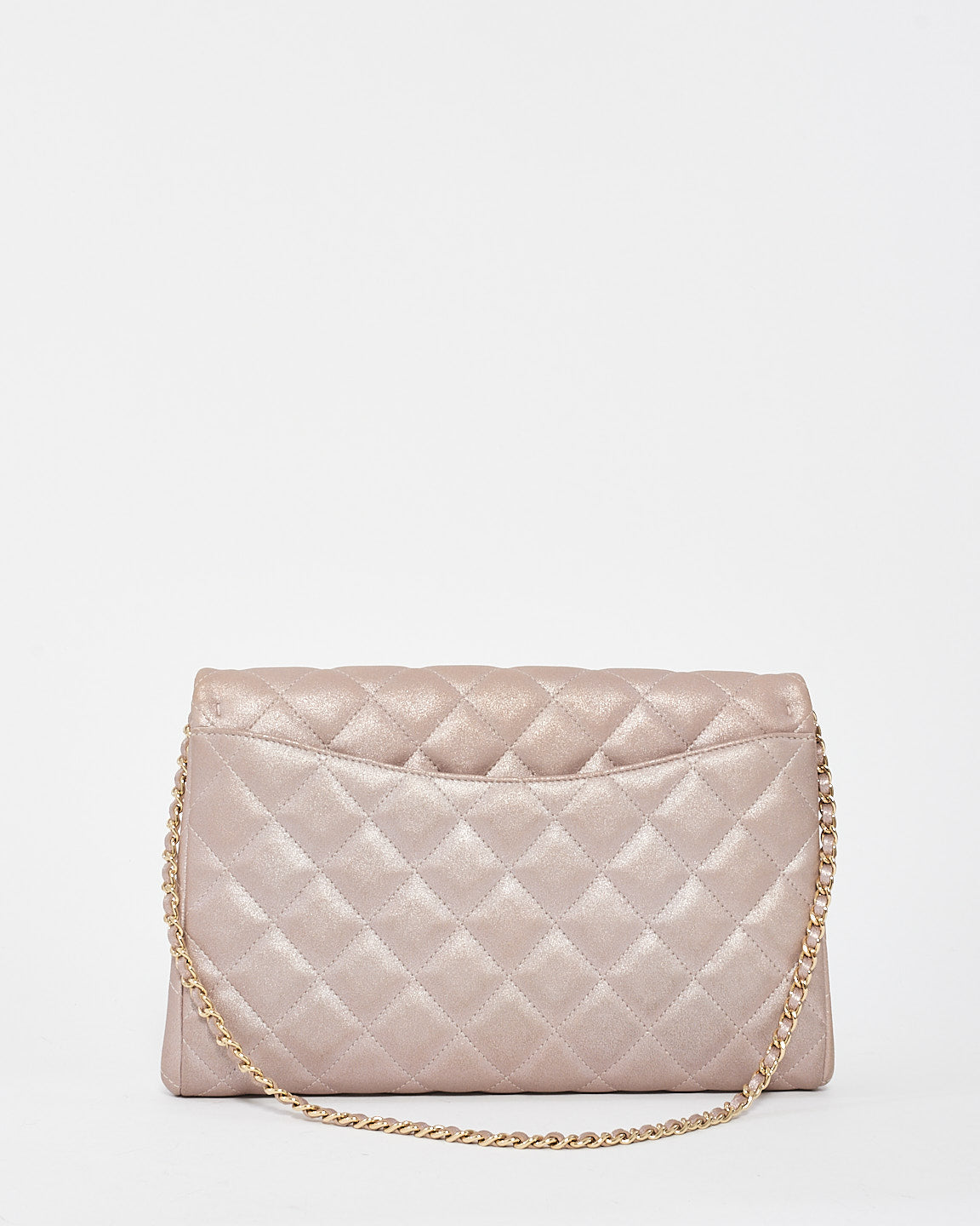 Sac à bandoulière à rabat simple en cuir de veau métallisé rose irisé Chanel