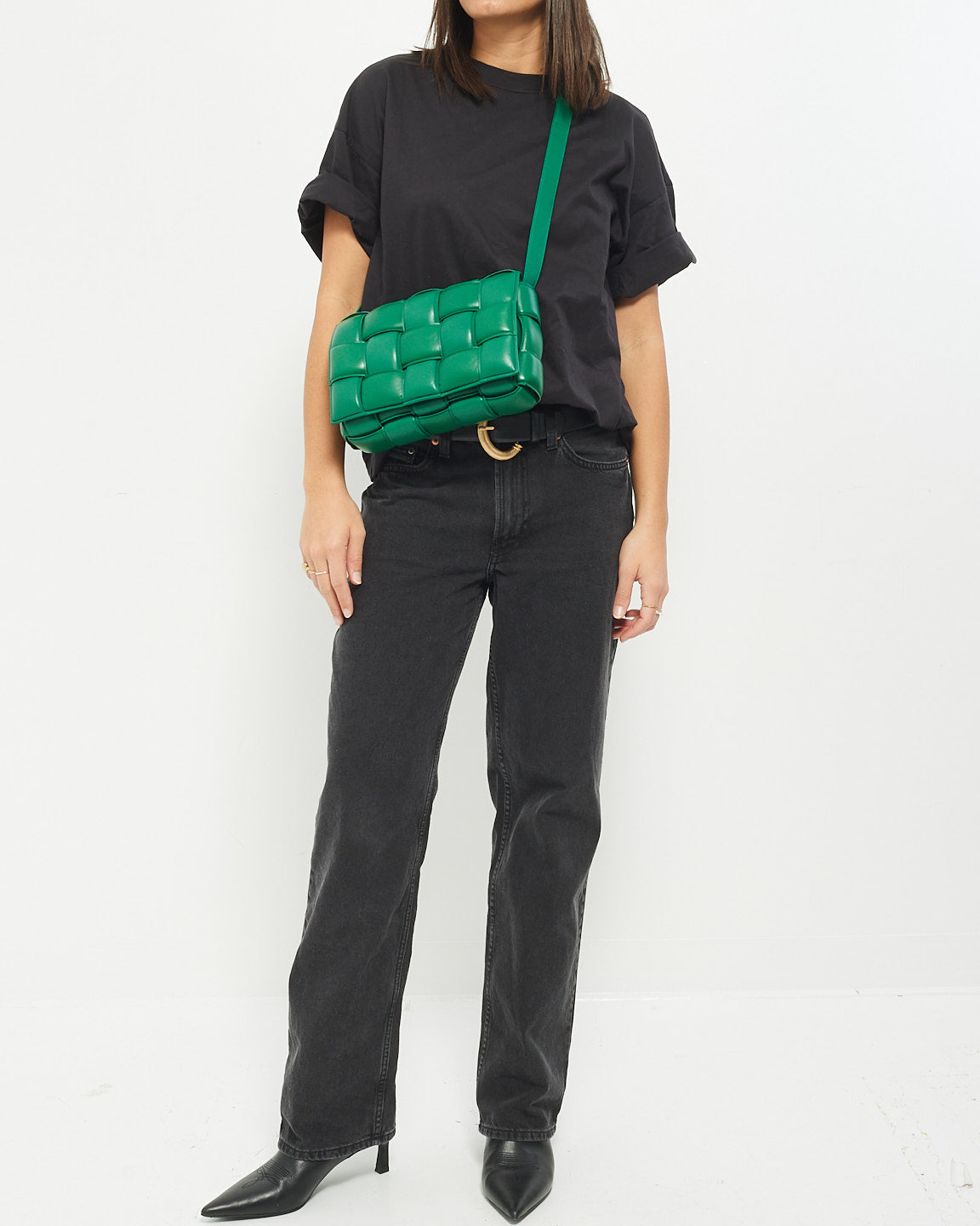 Bottega Veneta Dark Green Intrecciato Padded Cassette Crossbody Bag