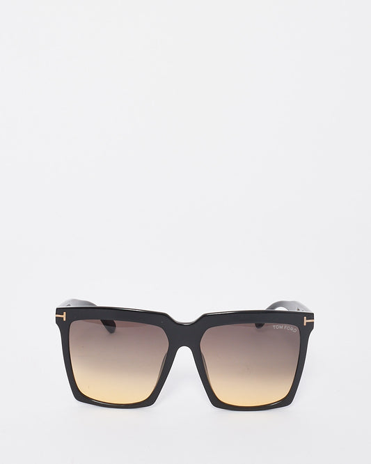 Tom Ford Black Acetate Square Frame Sabrina Oversize Sunglasses - TF764