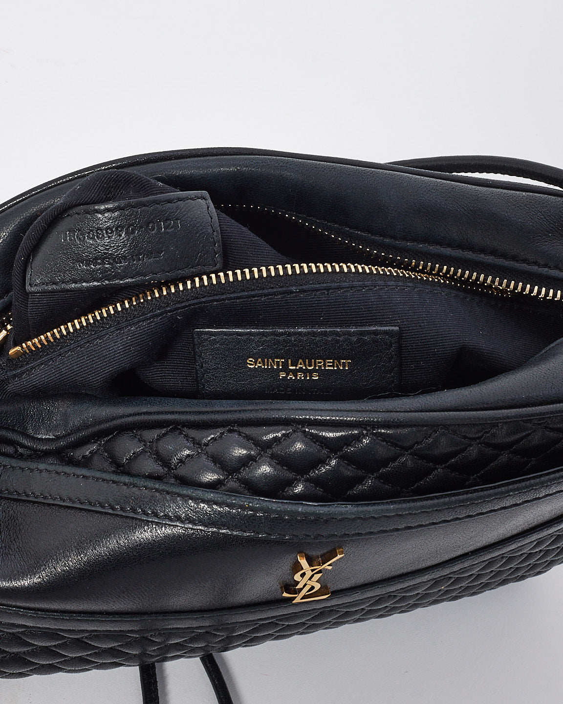 Sac appareil photo en cuir monogramme YSL Victoire en cuir noir Saint Laurent