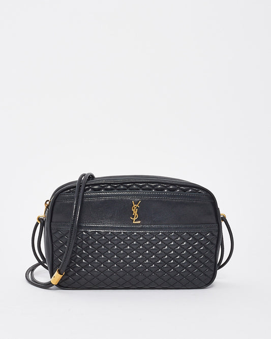 Saint Laurent Black Leather Victoire YSL Monogram Leather Camera Bag