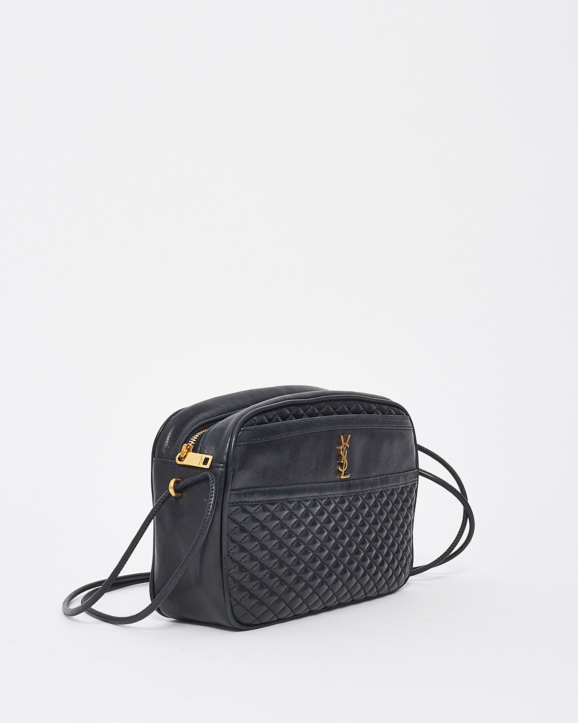 Sac appareil photo en cuir monogramme YSL Victoire en cuir noir Saint Laurent