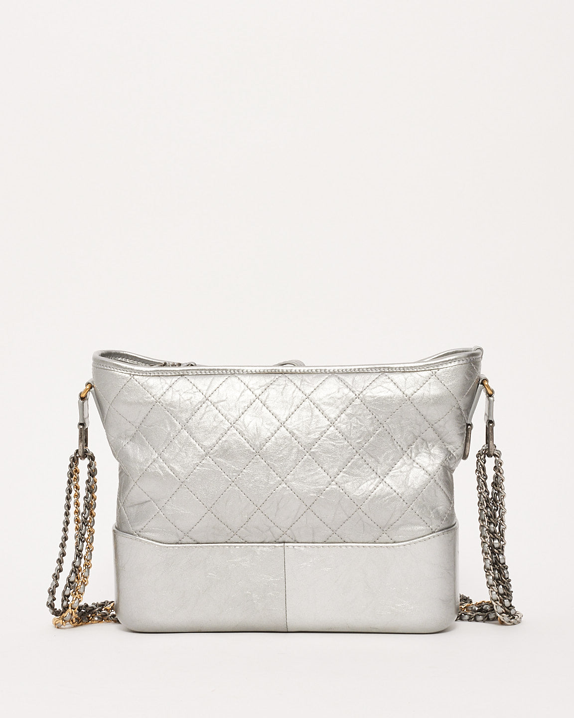 Chanel Silver Metallic Quilted Gabrielle Large Bag