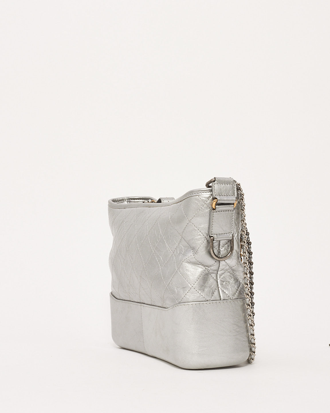 Chanel Silver Metallic Quilted Gabrielle Large Bag