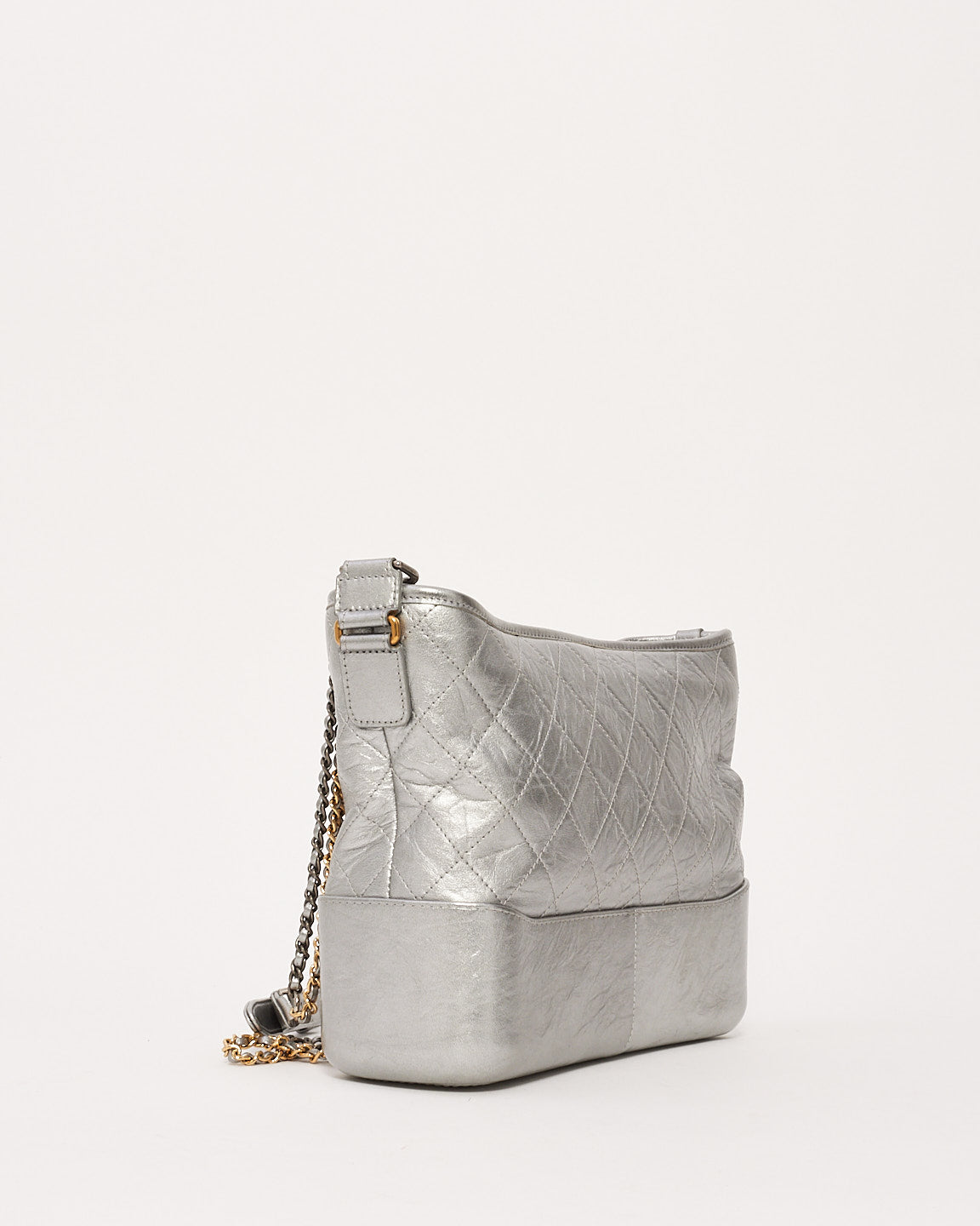 Chanel Silver Metallic Quilted Gabrielle Large Bag