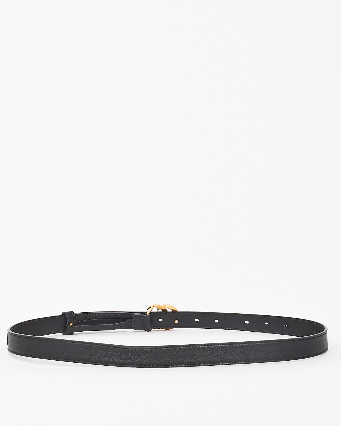 Gucci Black Leather GG Thin Marmont Belt - 85/34