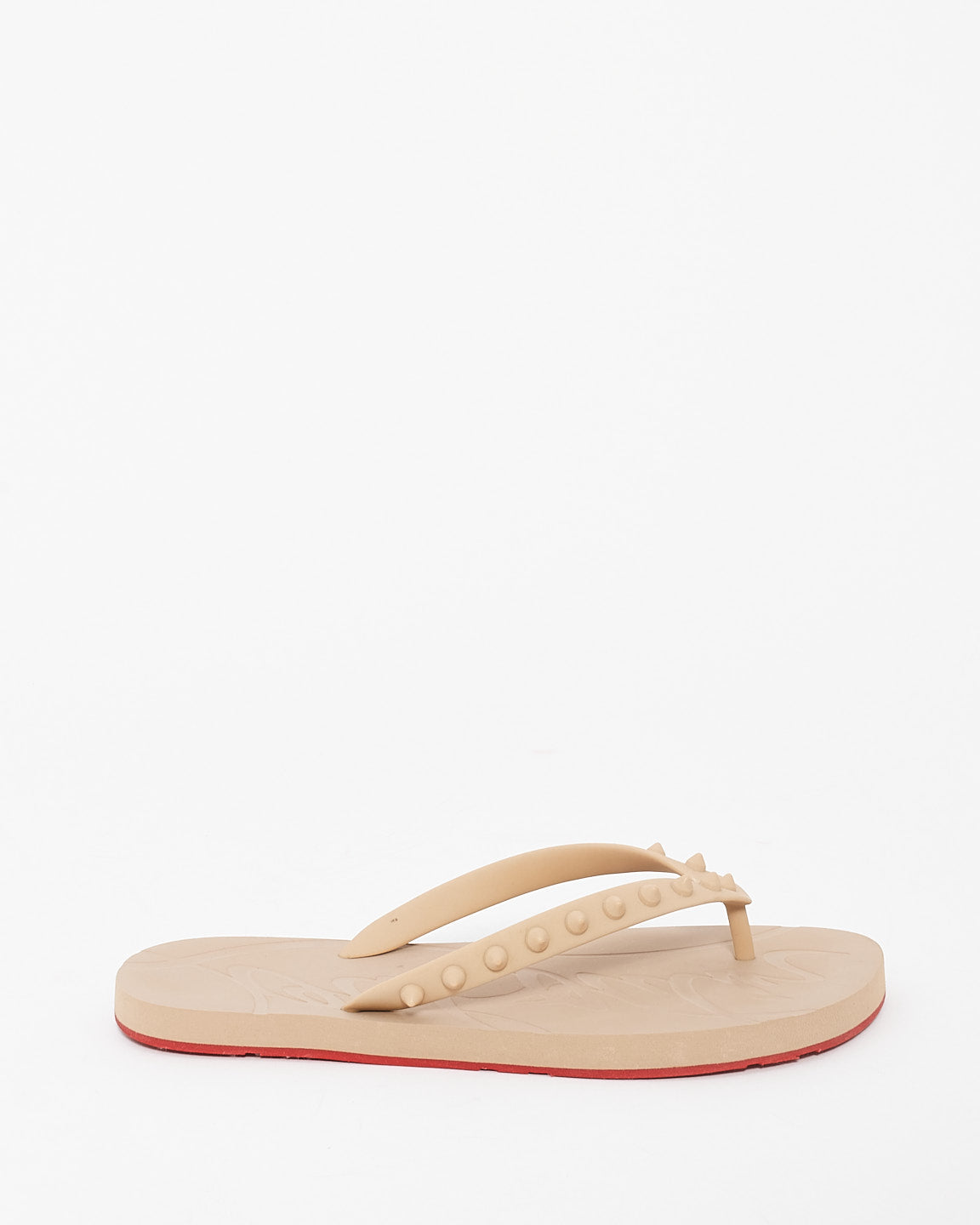 Christian Louboutin Beige Rubber Donna Studded Flip Flop - 38