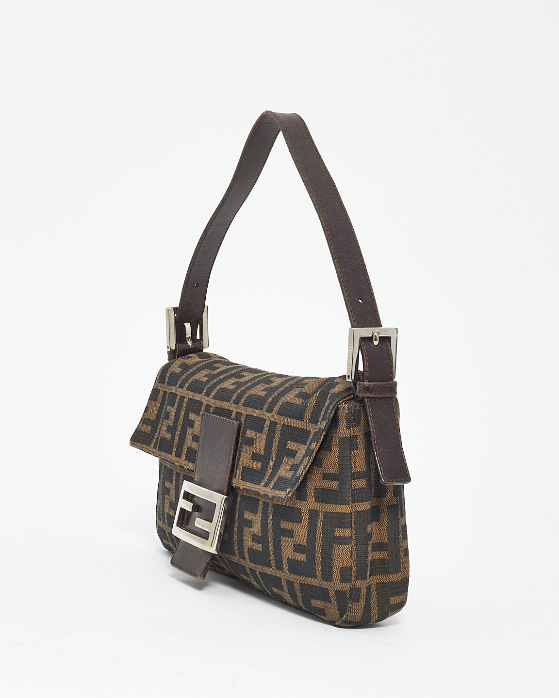 Fendi Brown Zucca Print Canvas Baguette Shoulder Bag