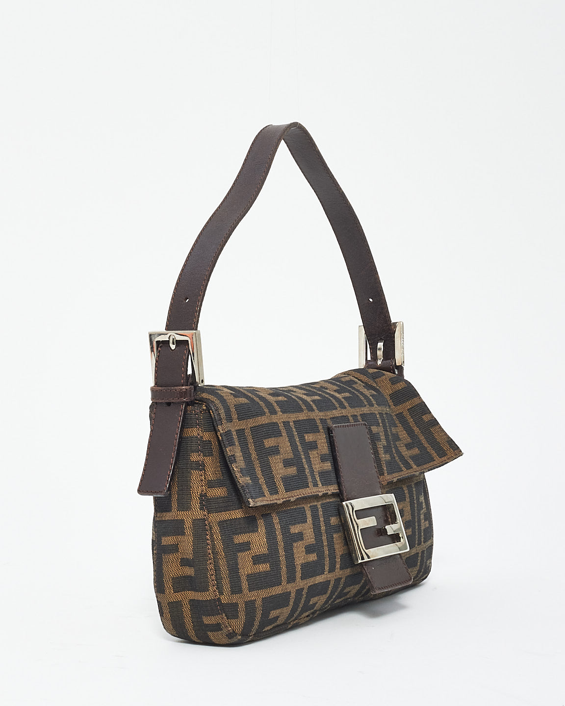 Fendi Brown Zucca Print Canvas Baguette Shoulder Bag