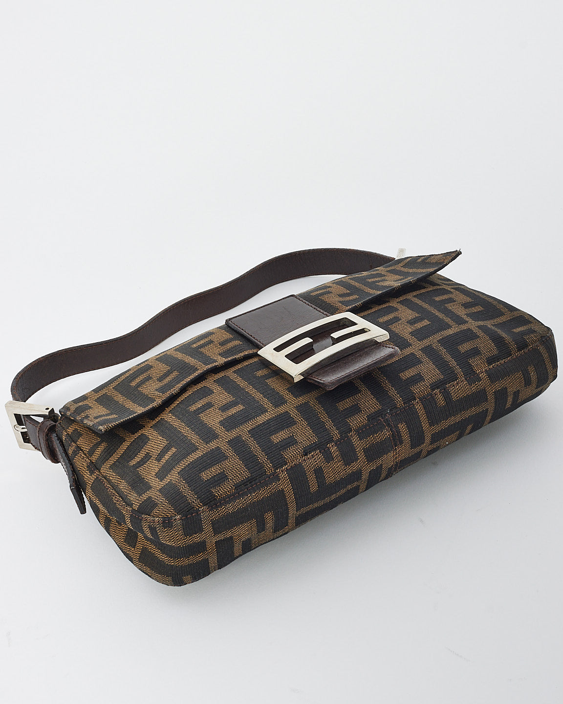 Fendi Brown Zucca Print Canvas Baguette Shoulder Bag