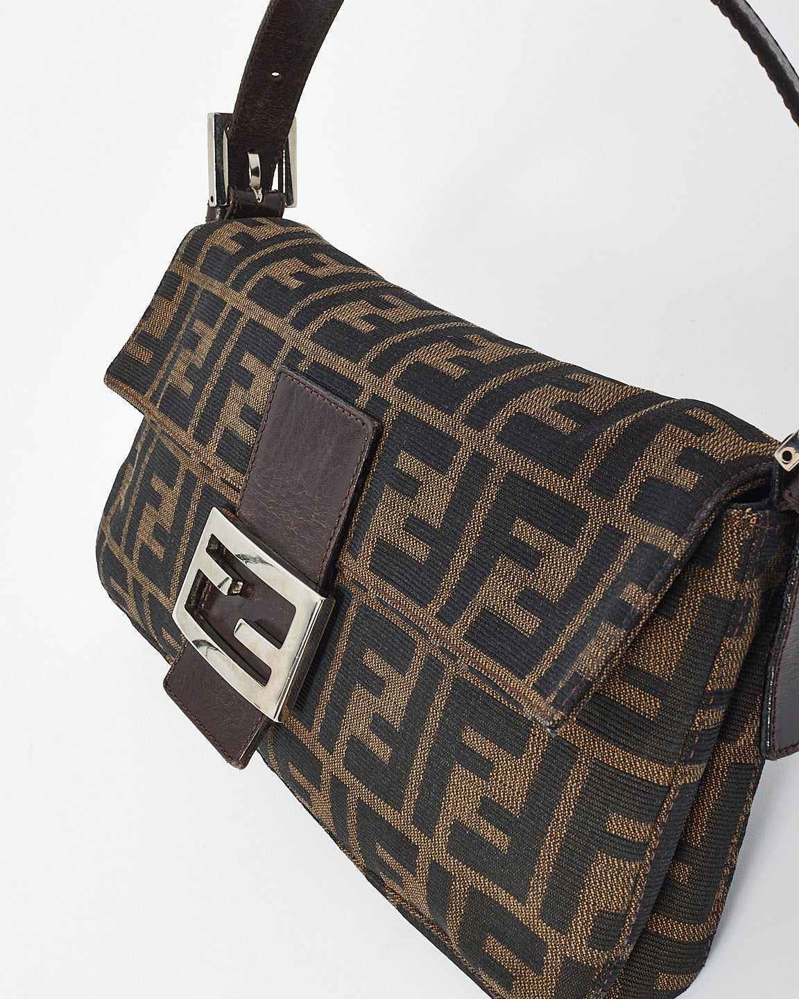 Fendi Brown Zucca Print Canvas Baguette Shoulder Bag