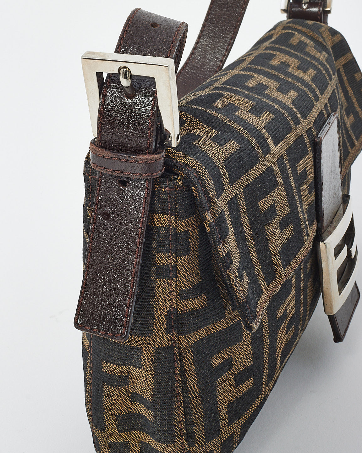 Fendi Brown Zucca Print Canvas Baguette Shoulder Bag