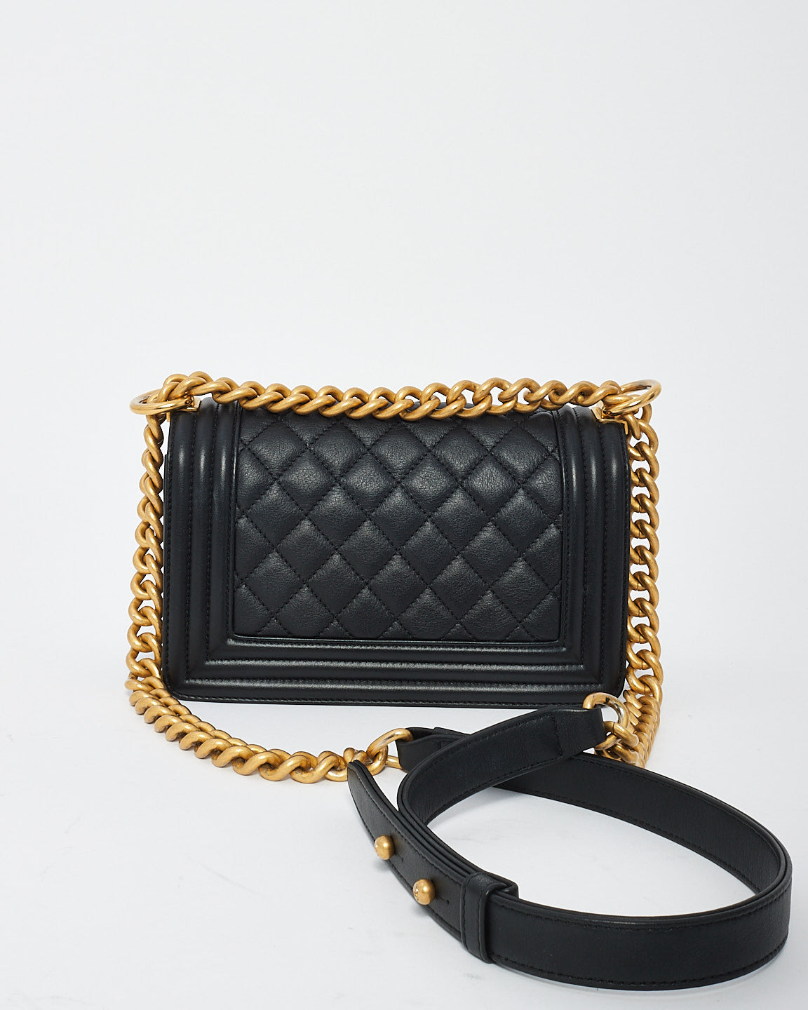 Chanel Black Lambskin Quilted Small Boy Bag GHW