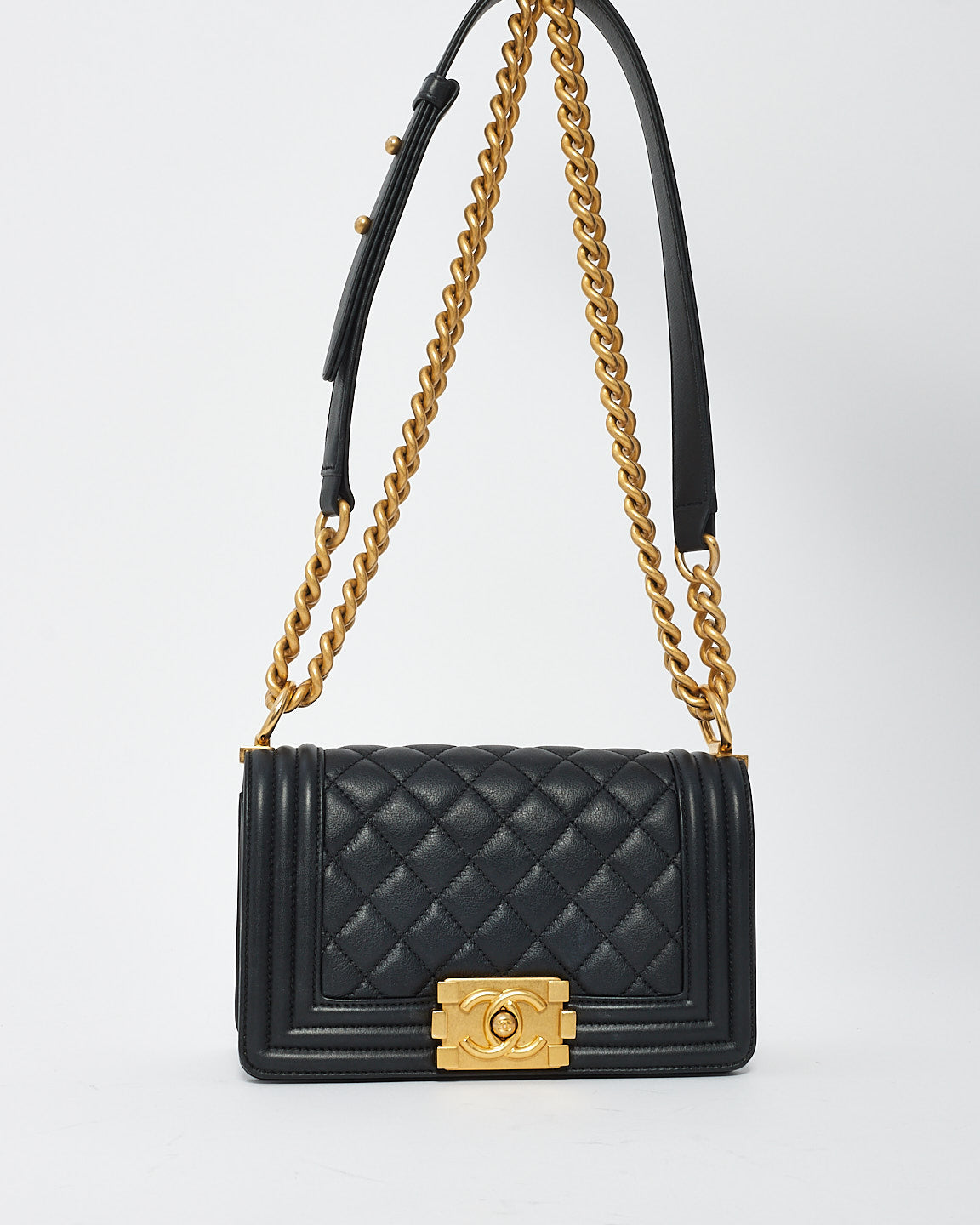 Chanel Black Lambskin Quilted Small Boy Bag GHW