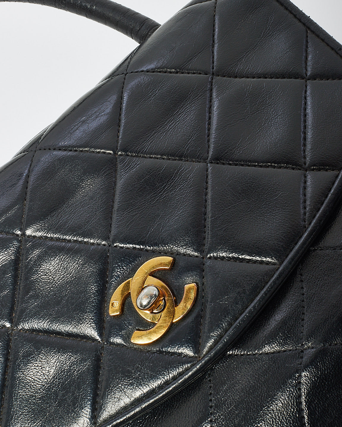 Chanel Vintage Black Lambskin Leather Kelly Bag