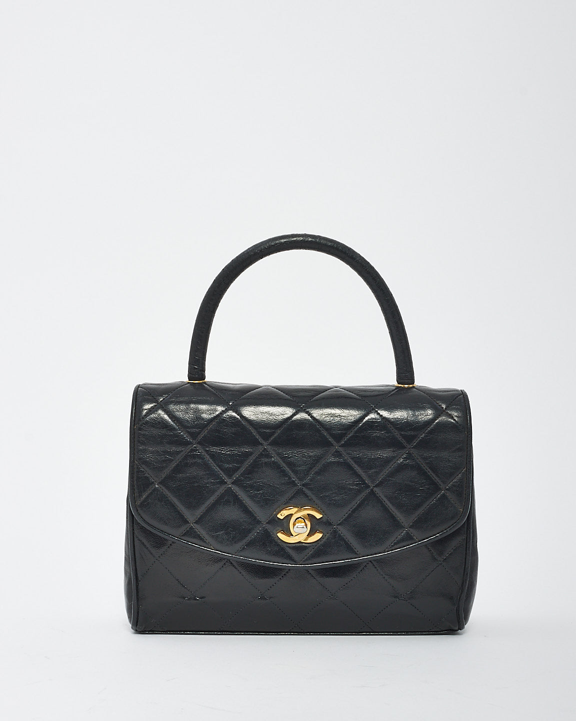 Chanel Vintage Black Lambskin Leather Kelly Bag