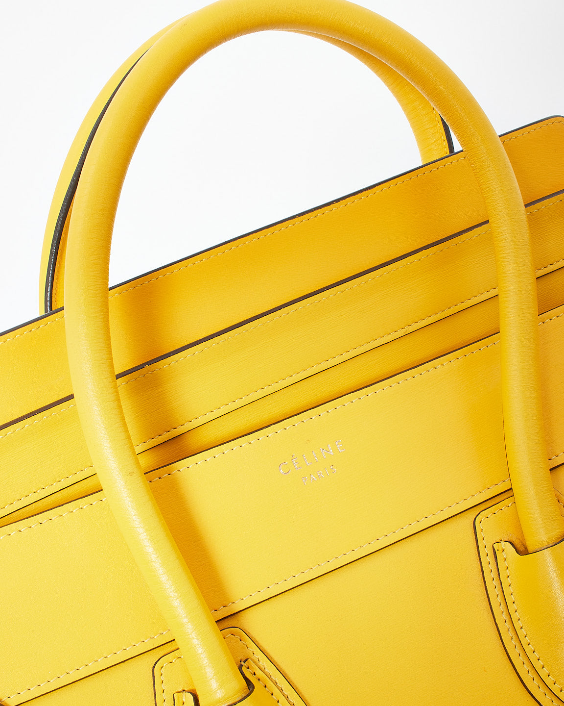 Celine Yellow Leather Mini Luggage Tote