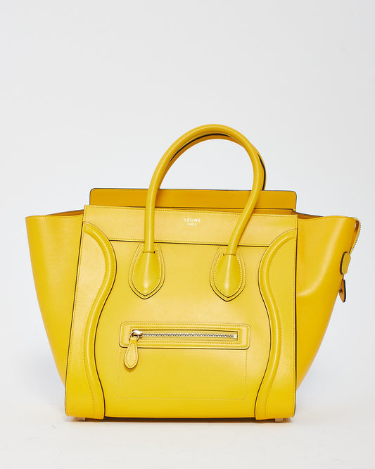 Celine Yellow Leather Mini Luggage Tote