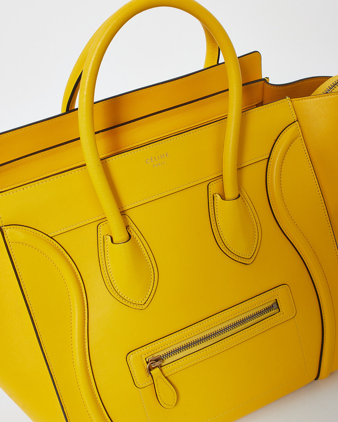 Celine Yellow Leather Mini Luggage Tote