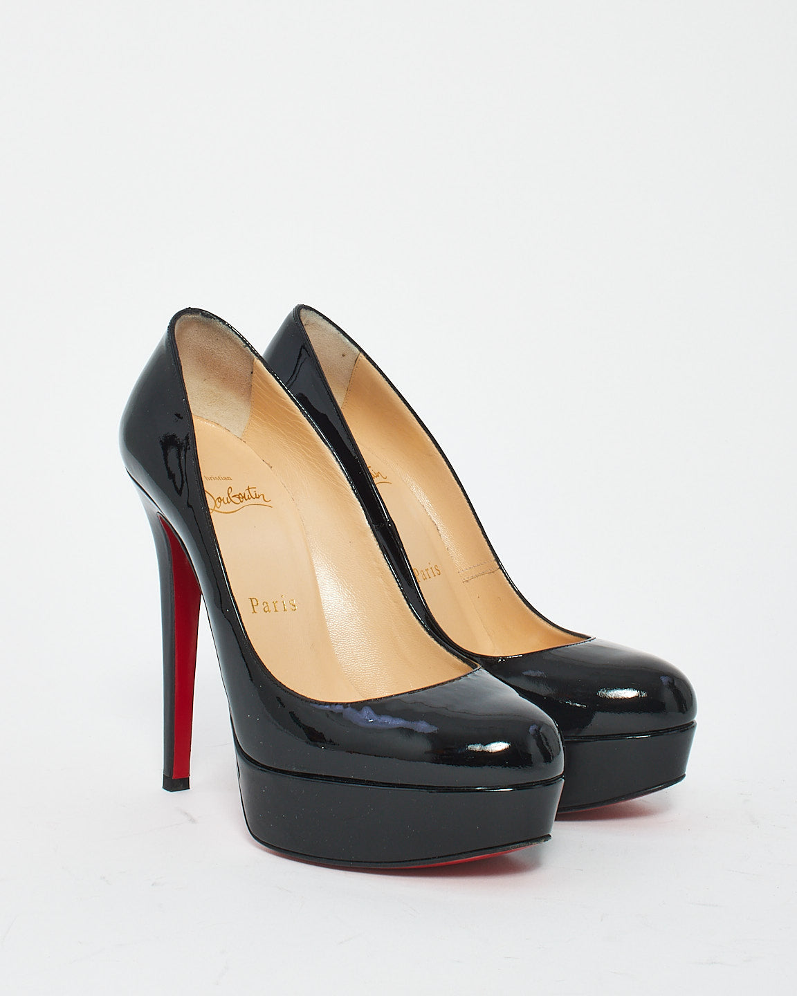 Christian Louboutin Black Patent Platform Bianca 120mm Pumps - 37