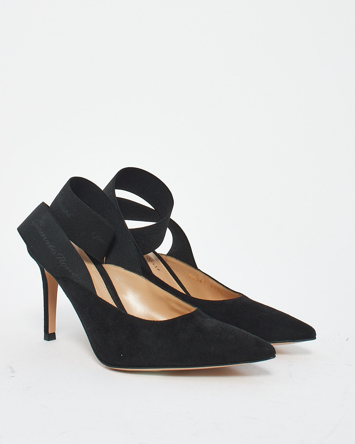 Gianvito Rossi Black Suede Point Toe Heel - 35