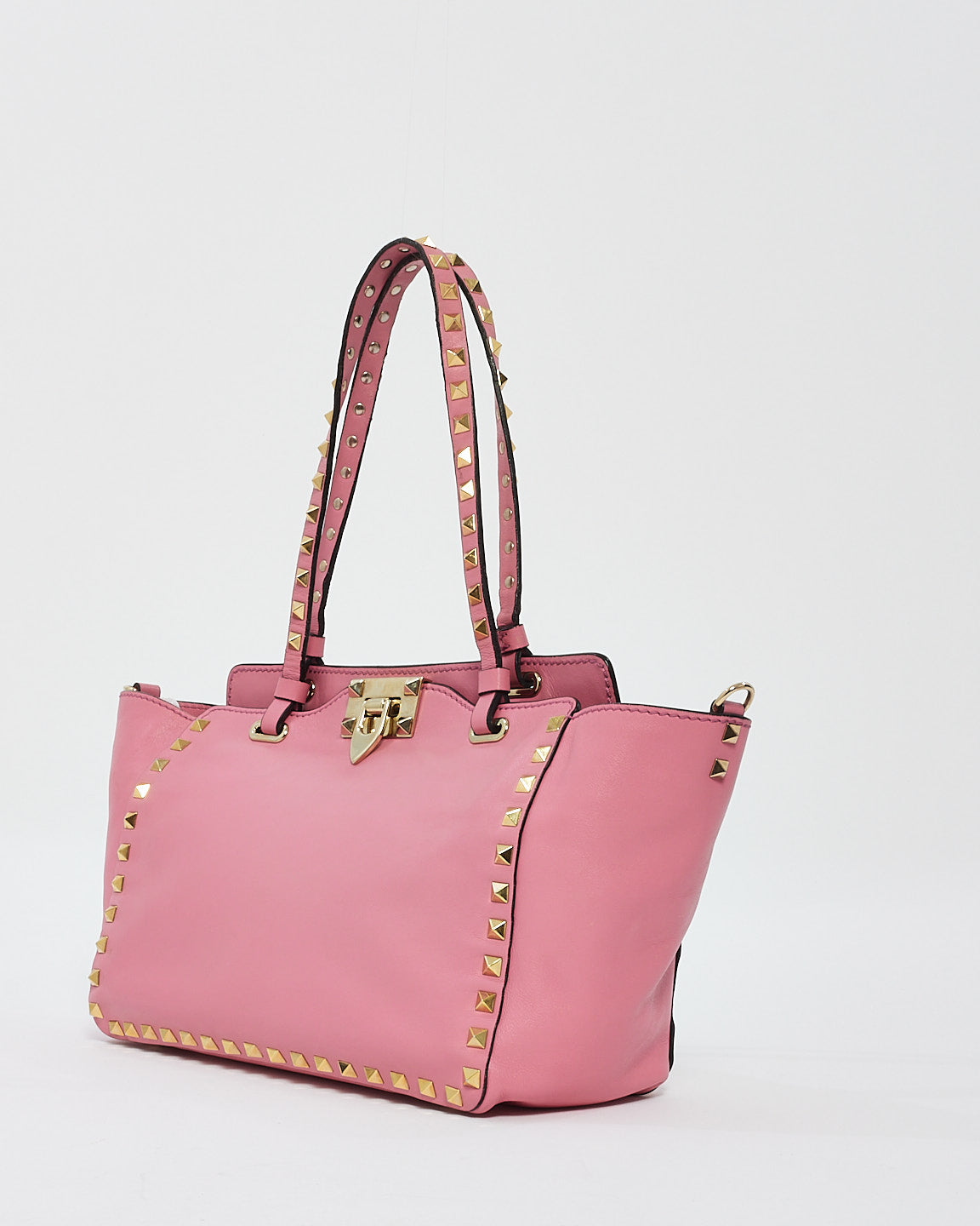 Sac cabas Rockstud en cuir rose Valentino