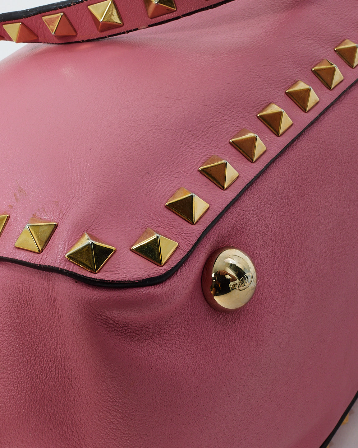 Sac cabas Rockstud en cuir rose Valentino