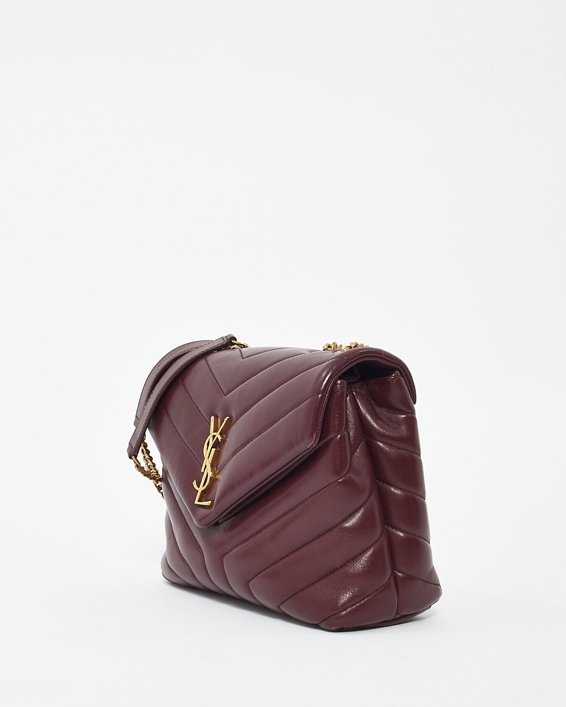 Saint Laurent Burgundy Matlassé Leather Small Loulou Shoulder Bag