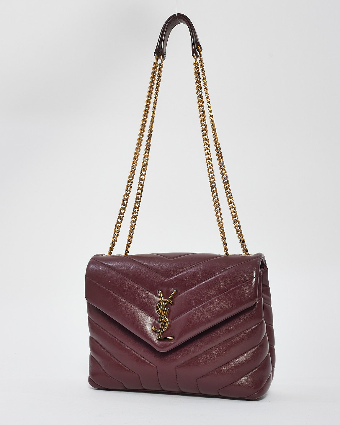 Saint Laurent Burgundy Matlassé Leather Small Loulou Shoulder Bag