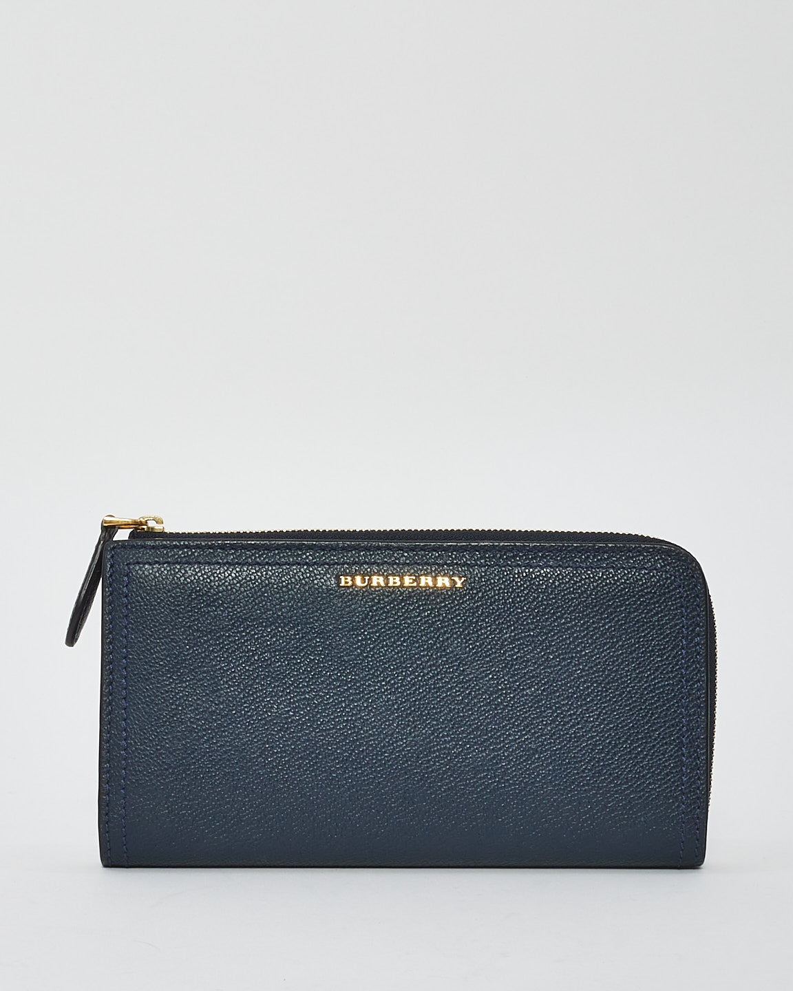 Burberry Navy Leather Long Zip Wallet