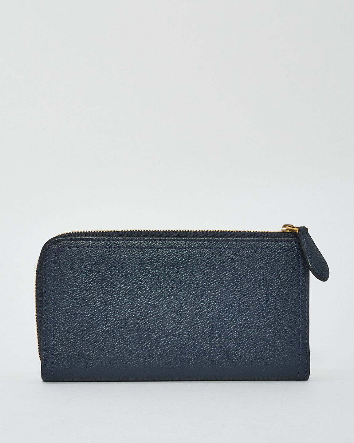 Burberry Navy Leather Long Zip Wallet