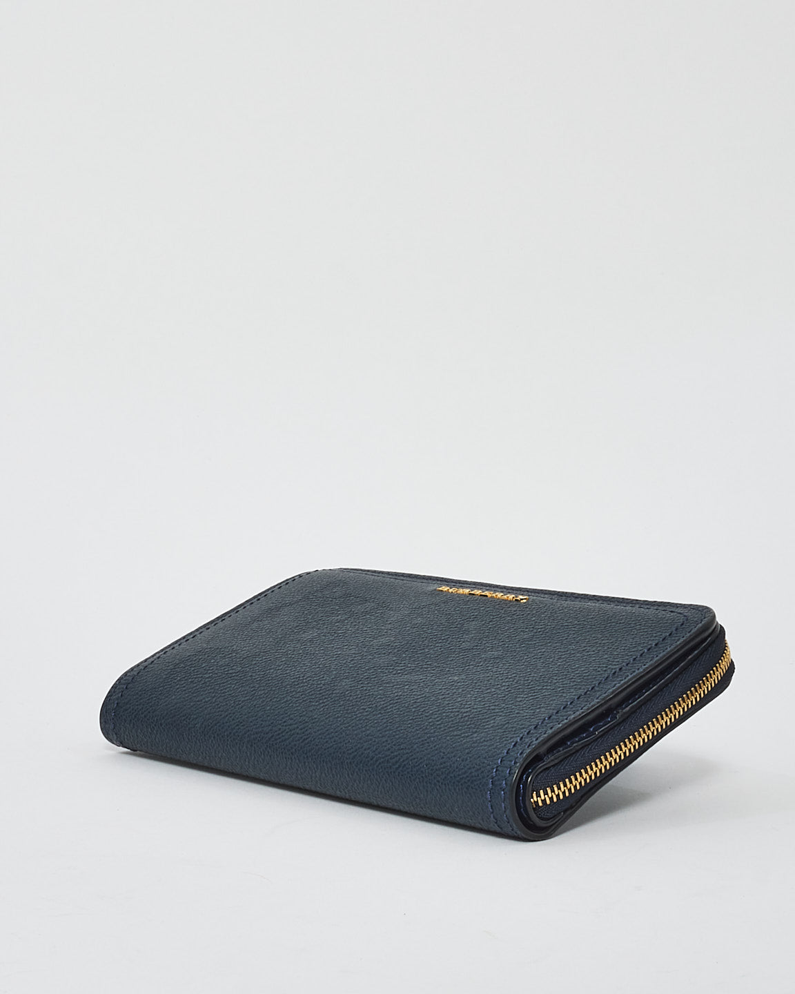 Burberry Navy Leather Long Zip Wallet