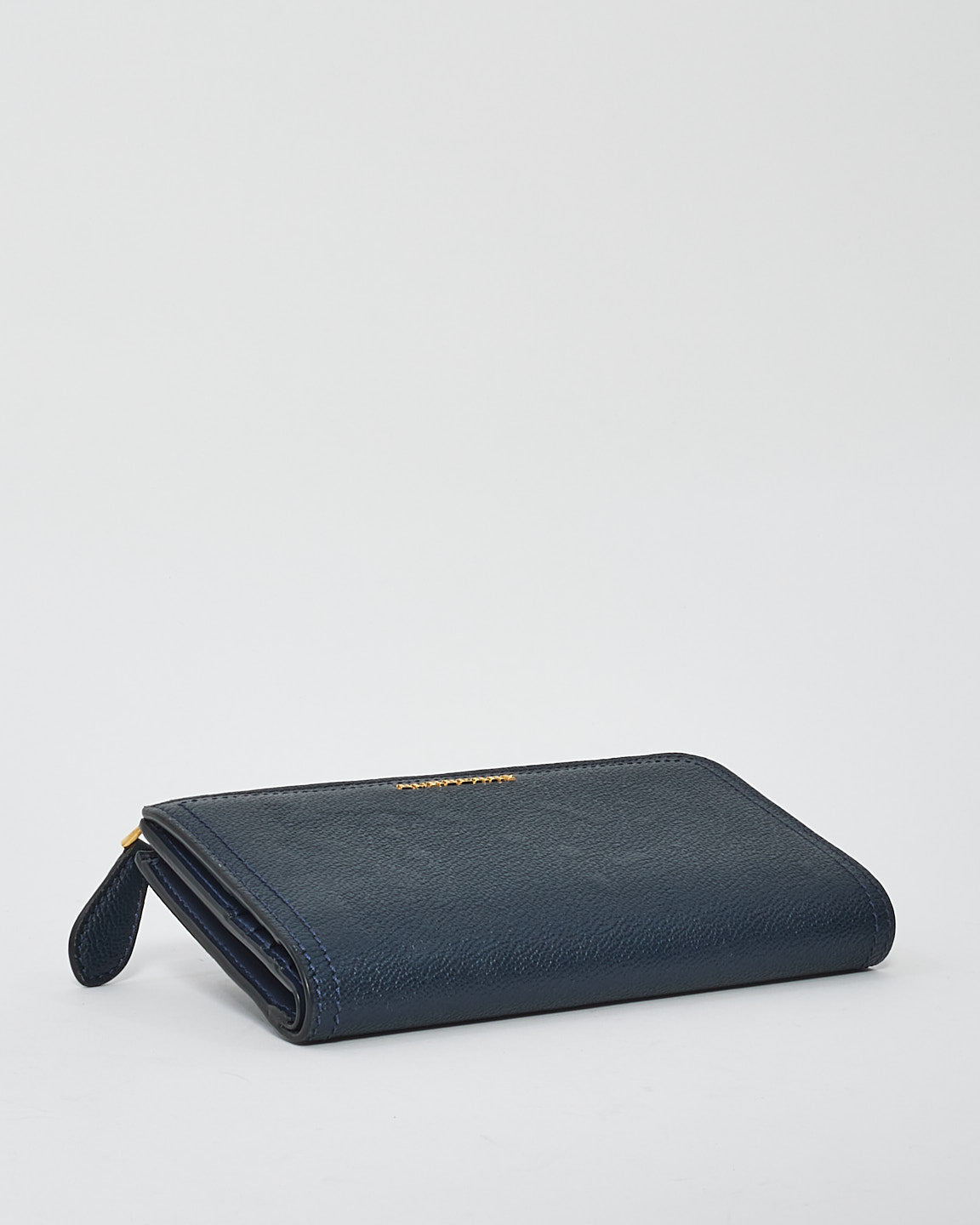 Burberry Navy Leather Long Zip Wallet