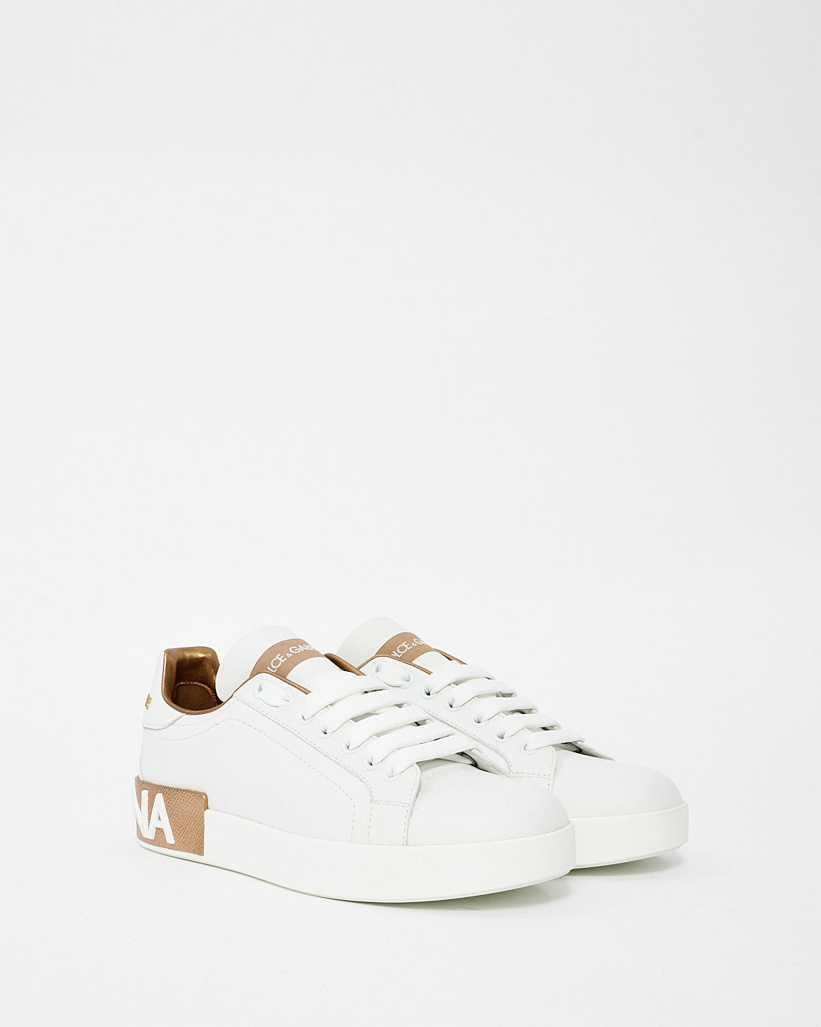 Dolce 
Gabbana White 
Gold Portofino Low Top Sneakers - 38.5